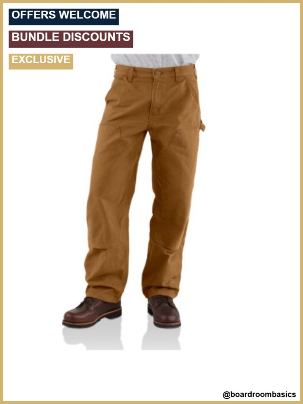 Carhartt Men's Loose Straight Duck Double-Front Dungaree Work Pants 100% Cotton